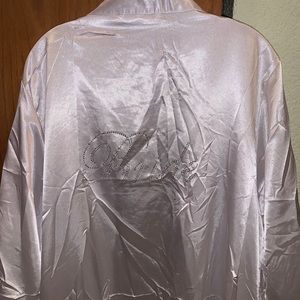 White satin/rhinestone Bride robe